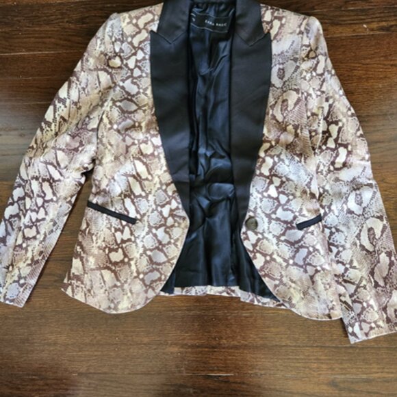 Zara Basic Python Satin effect Blazer - Size Small - Picture 1 of 2